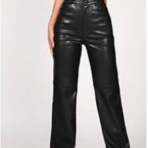 SHEIN Black Wide Leg Leather Pants